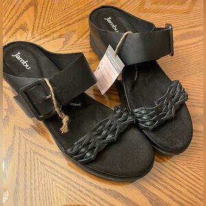 Jambu Black Woven Strap Sandals